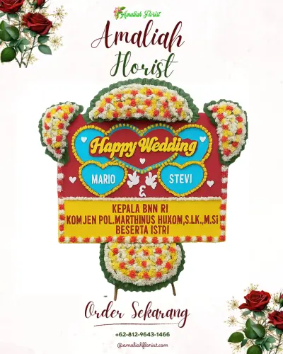 Karangan Papan Bunga Pernikahan di Alila Solo